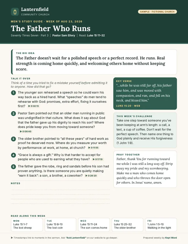 Men's study guide for The Father Who Runs, Luke 15:11-32